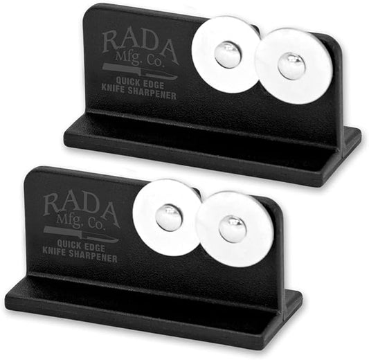 Rada Cutlery Quick Edge Knife Sharpener (R119), 3.5" x 2", Stainless Steel Wheels, Pack of 2 by RadaCutlery