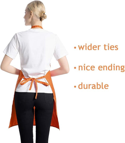 Orange Plain Bib Aprons Bulk in Big Size for Women Men Adult Chef Restaurant Cooking Baking Painting BBQ(Orange-12 pcs) - Image 3