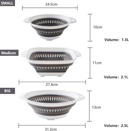 Collapsible Colander and Strainer,Silicone Strainer Colanders & Food Strainers,for Vegetable and Fruit, Kitchen Essentials (3, Pink, 1.3L+2.1L+2.5L) - Image 6