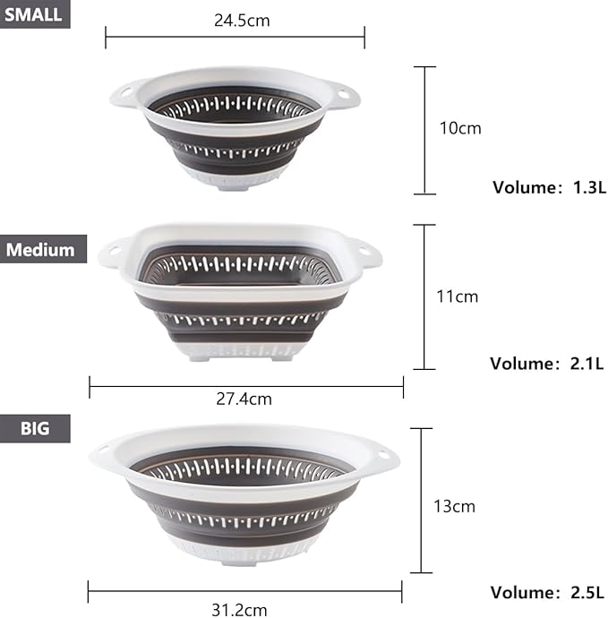 Collapsible Colander and Strainer,Silicone Strainer Colanders & Food Strainers,for Vegetable and Fruit, Kitchen Essentials - Image 3
