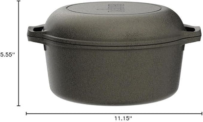 Lodge Cast Iron Double Dutch Oven - Pre-Seasoned 2-in-1 Cast Iron Cookware - Pot & Skillet Combo - Even Heat Retention - Oven-Safe, Versatile Pot - 5 Quart - Image 8