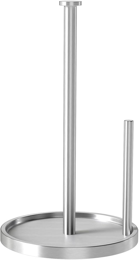 Paper Towel Holder Countertop, Standing Paper Roll Holder with Anti Slip Weighted Base, Stainless Steel Freestanding Paper Towel Holder for Kitchen, Silver by STWWO