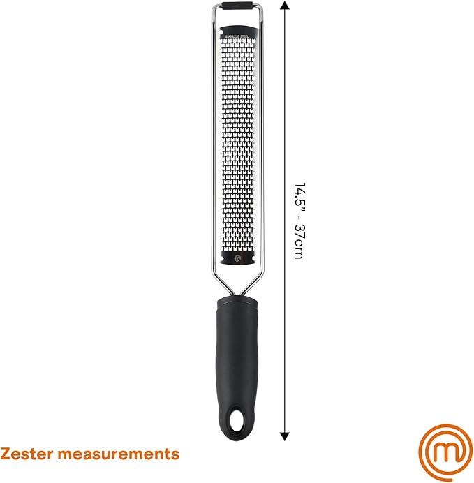 MasterChef Zester Grater with Handle, Kitchen Tool for Zesting Citrus Fruits & Finely Grating Parmesan Cheese, Garlic, Ginger, Coconut, Nutmeg, Wasabi, Chocolate etc, Stainless Steel - Image 7