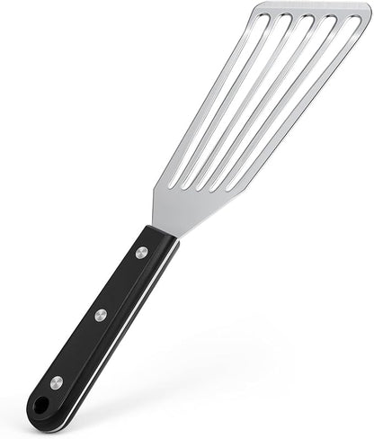 Newness Metal Fish Turner Spatula Stainless Steel for Kitchen Use, Small Griddle Egg Spatula, Flexible, Polished Metal, Corrosion Resistant, Kitchen Slotted Turner with Thin Edge Ideal for Turning,11"