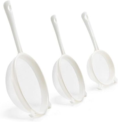 Kefir Strainer Set, 3-Size Plastic Non-Metal Sieve with Fine Mesh for Kefir Grains, Milk Kefir, Water Kefir & Kombucha & Quinoa - Durable, Food Grade & Easy Clean by Luckyiren