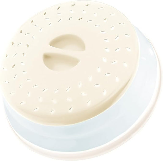 Collapsible Microwave Splatter Cover, Microwave Plate Cover With Steam Vent，BPA-Free Silicone & Plastic (beige, 10.5IN)