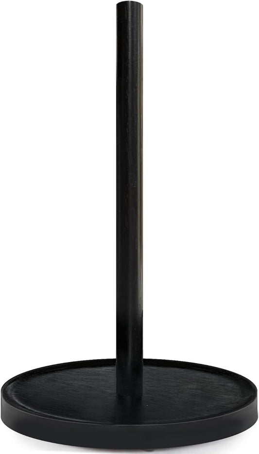 NESAPTO Paper Towel Holder Countertop, Wooden Freestanding Paper Towel Stand for Modern Farmhouse & Cottagecore Decor, Kitchen Bathroom Essential, Black by NESAPTO