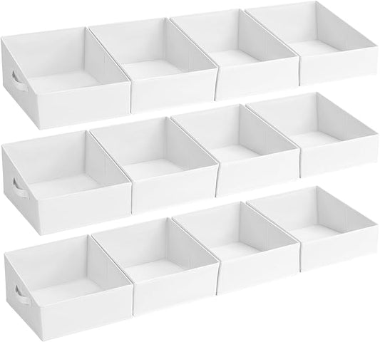 DIMJ Closet Storage Bins 12 Pack - Fabric Storage Baskets for Shelves, Collapsible Clothes Organizer with Handles, Trapezoid Shelf Organization Storage Cubes for Purse, Toys, Books, Towel, Clothes by DiMJ