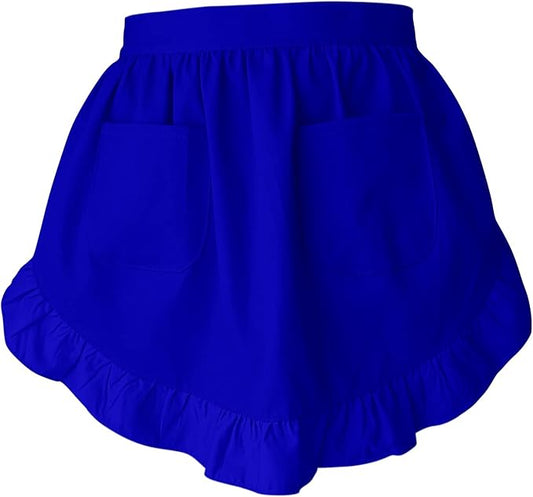 Women’s Waist Aprons with White Pockets Half Server Home Waitress Vintage Servant Apron for Kitchen Cooking