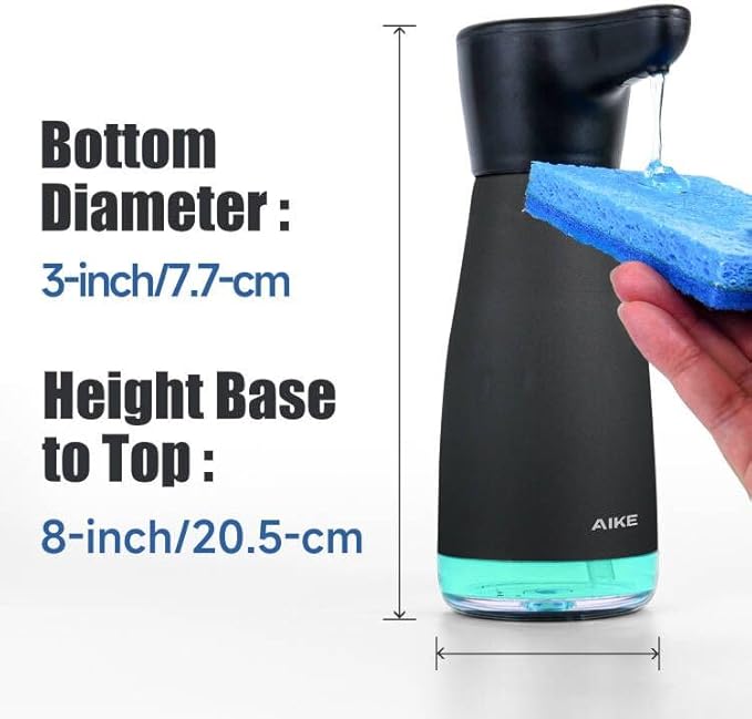 AIKE Magnetic Charging Waterproof Automatic Soap Dispenser for Liquid Soap Anti-Fingerprint Black Coating 14fl.oz. Model AK1337 - Image 4