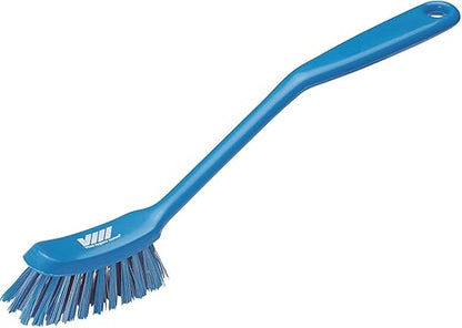 Vikan - Fine Dish Brush - Heavy-Duty, Narrow, Slip-Resistant Cleaning Brush, Polypropylene, Polyester Bristle, 11 Inch, Blue, (42873) by Vikan