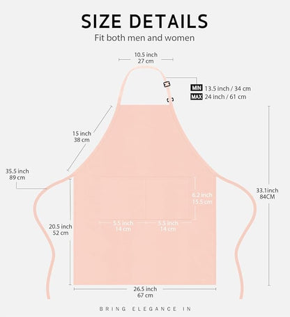 Syntus Apron for Men Women, Adjustable Cooking Kitchen Chef Aprons with 2 Pockets, Cotton/Polycotton/Polyester - Image 2