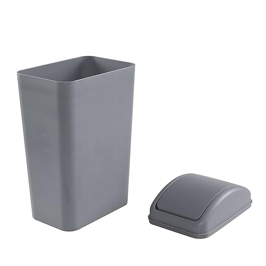 Plastic Waste Bin with Swing Lid, 14 Liter Garbage Can, 1 Pack (Grey) - Image 3