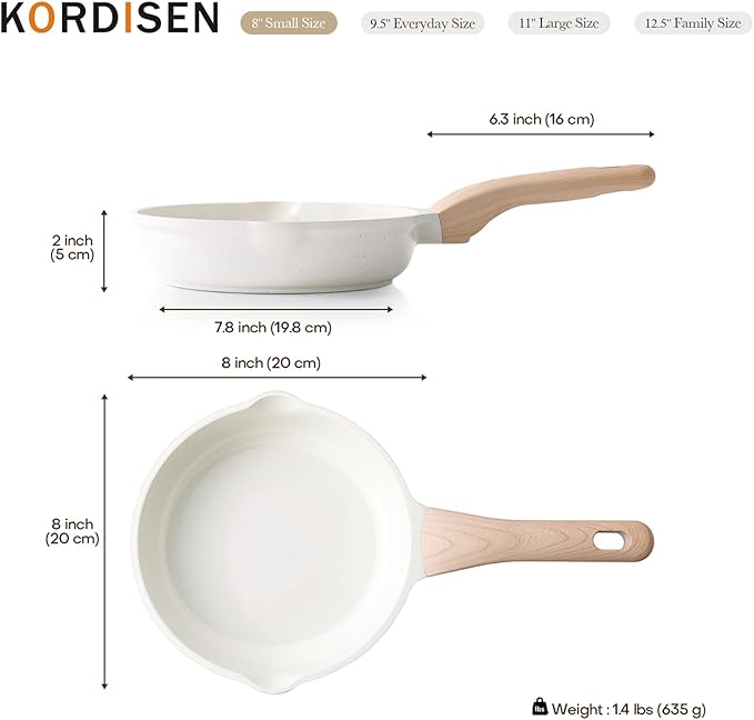 Kordisen Ceramic Non Stick Frying Pans Skillet, 8 Inch Ceramic Small Egg Pan Nonstick for Cooking Non Toxic, Healthy Induction Cookware, Heat Resistant Handle, PFOA & PFAS Free - Image 7