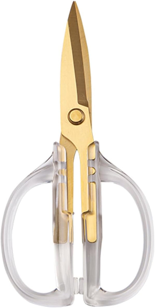 Kitchen Shears Scissors, ARCHIKING 7.7inch Gold Titanium Plated Scissor-Meat and Poultry Shears, Dishwasher Safe, Acrylic Handel All Purpose Stainless Steel Utility Scissor - Diamond Clear