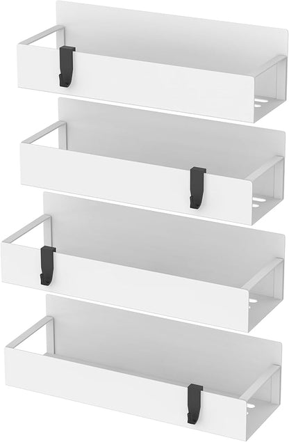 HuggieGems 4 Pack Magnetic Spice Storage Rack Organizer for Refrigerator and Oven, White Fridge Organizers and Storage - Image 5