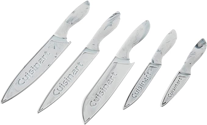 Cuisinart C55-10PWM Ceramic Coated Knife Set with Blade Guard Sheaths (10- Piece Set) in Faux Marble by Cuisinart