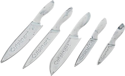 Cuisinart C55-10PWM Ceramic Coated Knife Set with Blade Guard Sheaths (10- Piece Set) in Faux Marble by Cuisinart