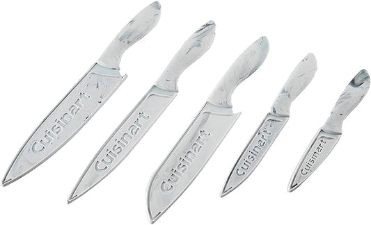 Cuisinart C55-10PWM Ceramic Coated Knife Set with Blade Guard Sheaths (10- Piece Set) in Faux Marble by Cuisinart