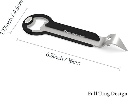 KITCHENDAO Magnetic Bottle and Can Opener for Refrigerator, Stainless Steel Manual Can Punch Opener for Liquid with Cap Catcher, Stick to Fridge for Easy Storage, Can Tapper Church Key with Magnet