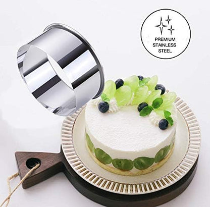 9 Pieces Stainless Steel Cookie Cutter Set Biscuit Plain Edge Round Cutters Metal Ring Baking Molds - Image 4