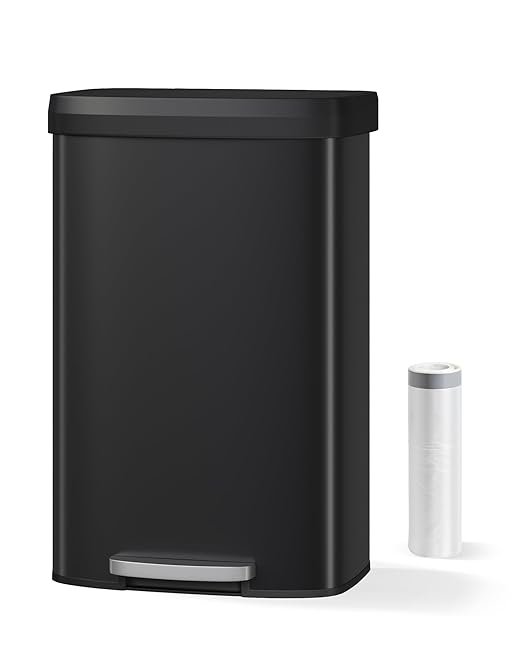 Garvee 21 gal / 80 L Metal Trash Can with Lid, Large Garbage Can for Kitchen, Rustproof Step-on Kitchen Metal Trash Bin with Liner Rim, Rear Handle, Soft Close Plastic Lid, Black - Image 7