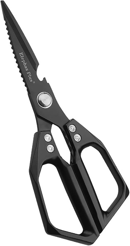 Multi-Purpose Rust Proof Kitchen Shears, Heavy Duty Meat Scissors, Dishwasher Safe, for Chicken, Vegetables, Steak, Fish Scaling & Bottle Opener(Black)