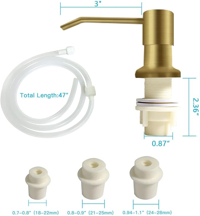 OHiHi Dish Soap Dispenser for Kitchen Sink, Countertop Sink Soap Dispenser Water Pump with 47” No-Spill Extension Tube Kit Design for Kitchen Bathroom, Easy to Press, No More Refills （Golden） - Image 5