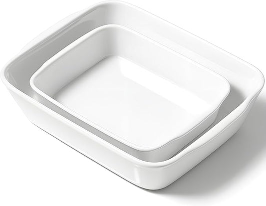 HOMBENE Casserole Dish Set for 2,Ceramic Baking Pan, Ceramic Baking Dish, Bakeware for Baking, Kitchen Decor, Microwave Oven Safe,Kitchen Decor (1.2QT/3QT) by HOMBENE