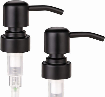 2 Pack Thick Amber Glass Pint Jar Soap Dispenser with Silver Stainless Steel Pump, 16ounce Boston Round Bottles Dispenser with Rustproof Pump for Essential Oil, Lotion Soap