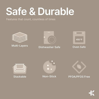 BAKKEN Kitchen Baking Pans - Small, Medium, and Large Cookie Pan (13.58×9.65, 15.75×11, 17.91×12.60), Nonstick, Diamond Texture Bottom, PFOA, PFOS, PTFE Free, Oven Safe Tray (450°F), Pack of 3, Gray - Image 4