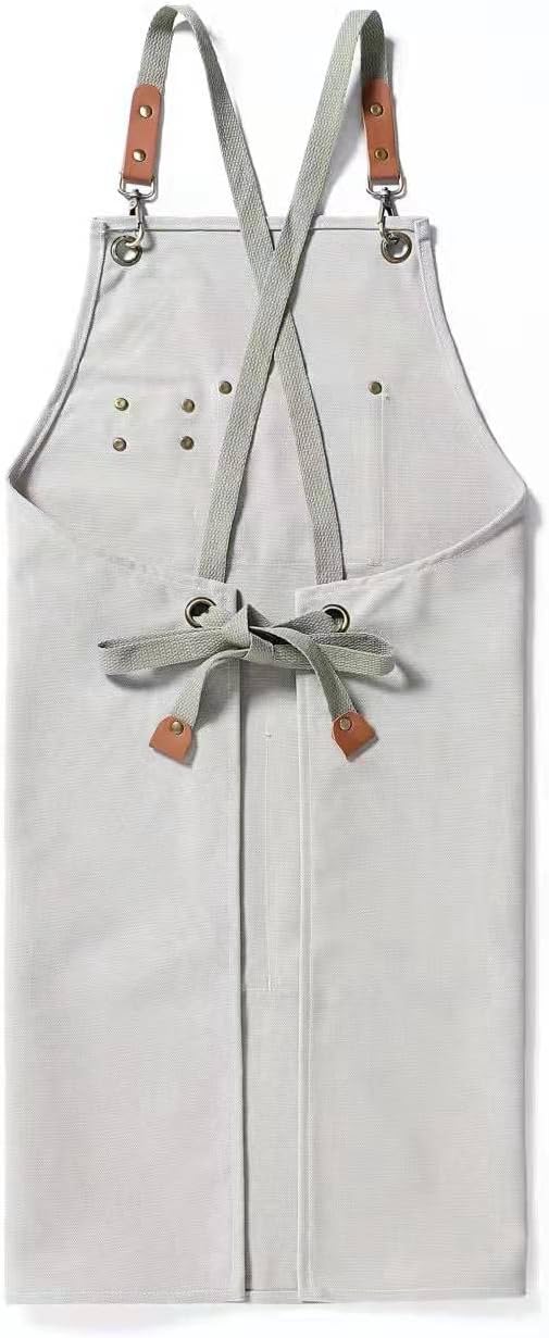 Tosewever Canvas Cross Back Chef Cotton Aprons for Men Women with Large Pockets - Image 2