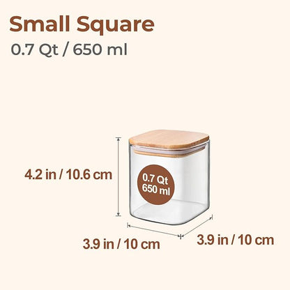 ComSaf 0.7 Qt Glass Food Storage Jars Set of 9, Clear Glass Storage Containers with Lids, Pantry Organization Jar, Spice, Blooming Tea, Oat, Coffee and Sugar Container, Small Canister Set for Kitchen - Image 2