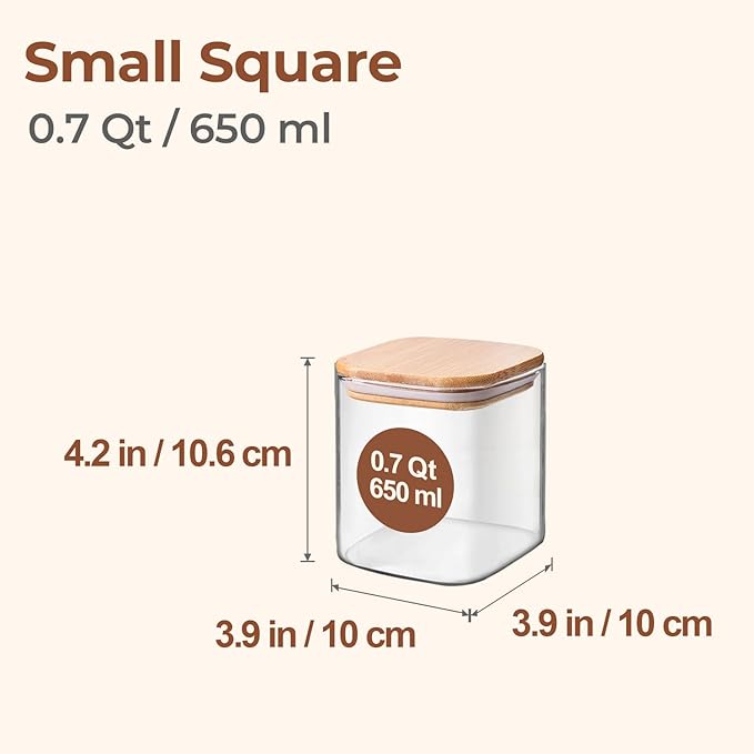 ComSaf 0.7 Qt Glass Food Storage Jars Set of 4, Clear Glass Storage Containers with Lids, Pantry Organization Jar, Spice Jar, Blooming Tea, Coffee and Sugar Container, Small Canister Set for Kitchen - Image 2