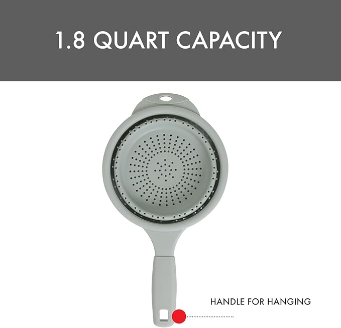 Dexas 8" Collapsible Silicone Strainer in Sage, Kitchen Strainer with Handles, 7.2 Cup Capacity | BPA-Free, Heat-Resistant, Space-Saving Kitchen Tool - Image 5
