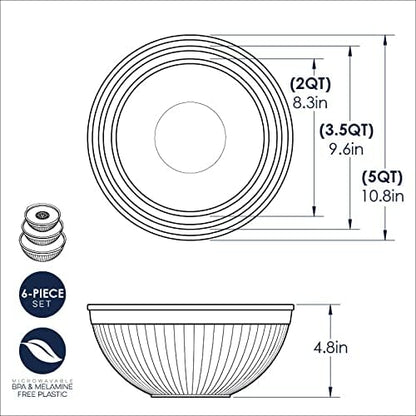 Nordic Ware Prep and Serve Mixing Bowls Set, 6-Piece, Earth-Tones