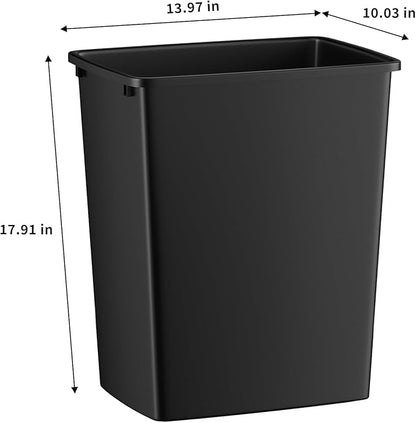 ROOMTEC 35QT Kitchen Trash Can, Sturdy and Lightweight Slim Trash Can, Trash Cans for Kitchen, Workspace, Bathroom, Office, Easy to Clean, 2-Pack, Black