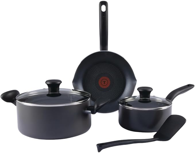 T-fal Initiatives Nonstick Cookware Set 6 Piece Oven Safe 350F Cookware, Pots and Pans, Oven, Broil, Dishwasher Safe Gray by T-falbrand
