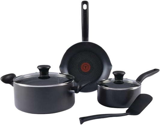 T-fal Initiatives Nonstick Cookware Set 6 Piece Oven Safe 350F Cookware, Pots and Pans, Oven, Broil, Dishwasher Safe Gray by T-falbrand