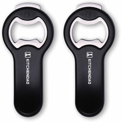 KITCHENDAO 2 in 1 Magnetic Beer Bottle Opener for Fridge and RV with Cap Catcher - Pop Can Soda Can Opener, Stick to Refrigerator for Easy Storage with Magnet, Gift for Men Husband Father- 2 Pack by KITCHENDAO
