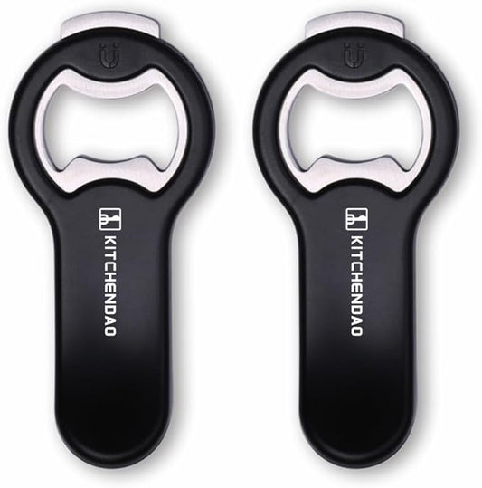 KITCHENDAO 2 in 1 Magnetic Beer Bottle Opener for Fridge and RV with Cap Catcher - Pop Can Soda Can Opener, Stick to Refrigerator for Easy Storage with Magnet, Gift for Men Husband Father- 2 Pack by KITCHENDAO