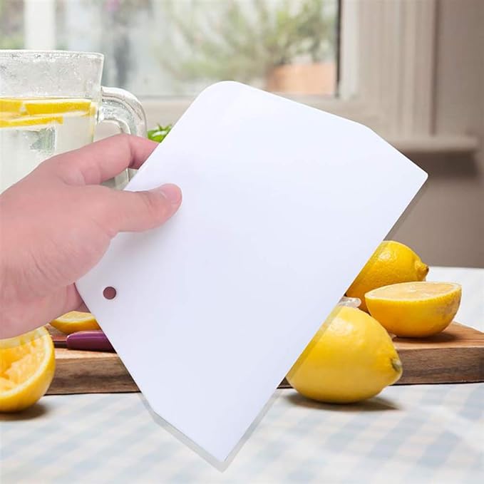 Luckycivia 3-Piece Trapezoidal Plastic Scraper - Multi-Function Kitchen Tool for Pizza Dough, Pastry, Cake (White) - Image 7