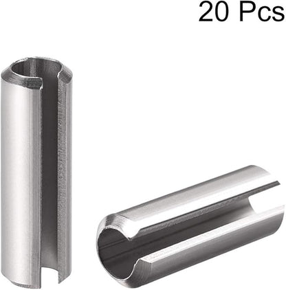 uxcell Slotted Spring Pin - M6 x 30mm 304 Stainless Steel Split Spring Roll Dowel Pins Plain Finish 20Pcs