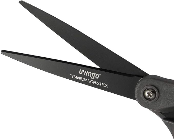 LIVINGO 2 Pack 8" Titanium Non-Stick Scissors, Professional Stainless Steel Comfort Grip, All-Purpose, Straight Office Craft Scissors for Tape, Paper, Cardboard(Green/Yellow) - Image 3
