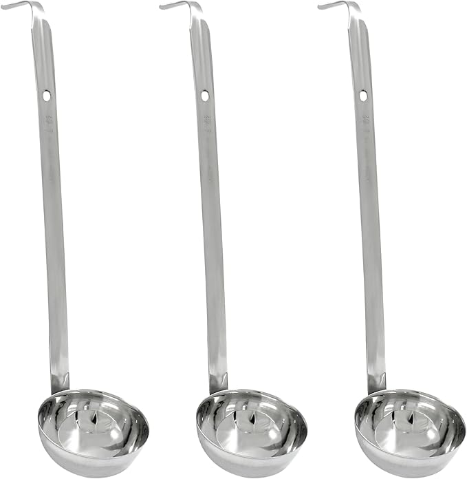 Piutouyar 3 Pcs 3 oz Soup Ladle Set, Stainless Steel Ladle with Long Hooked Handles Kitchen Cooking Serving Ladle Accessories for Cooking Soup Sauce Stews by Piutouyar