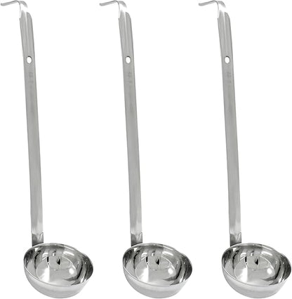 Piutouyar 3 Pcs 3 oz Soup Ladle Set, Stainless Steel Ladle with Long Hooked Handles Kitchen Cooking Serving Ladle Accessories for Cooking Soup Sauce Stews by Piutouyar