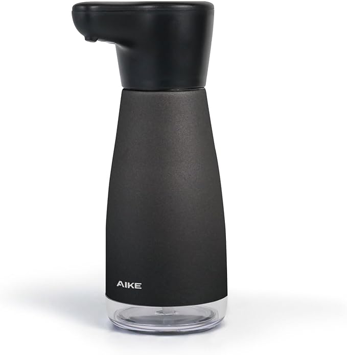 AIKE Magnetic Charging Waterproof Automatic Soap Dispenser for Liquid Soap Anti-Fingerprint Black Coating 14fl.oz. Model AK1337 by AIKE
