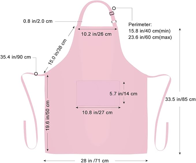 Jubatus 12 Pack 100% Cotton Aprons Bulk with 2 Pockets Cooking Chef Kitchen Adjustable Bib Apron for Women Men, Pink - Image 6