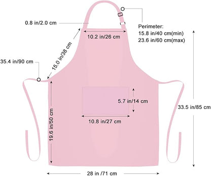 Jubatus 12 Pack 100% Cotton Aprons Bulk with 2 Pockets Cooking Chef Kitchen Adjustable Bib Apron for Women Men, Pink - Image 6