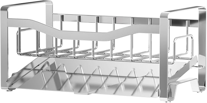 Maifan Stainless Steel Kitchen Sink Caddy Organizer with Auto Drain Tray, Sponge Holder for Countertop Storage Silver - Image 7